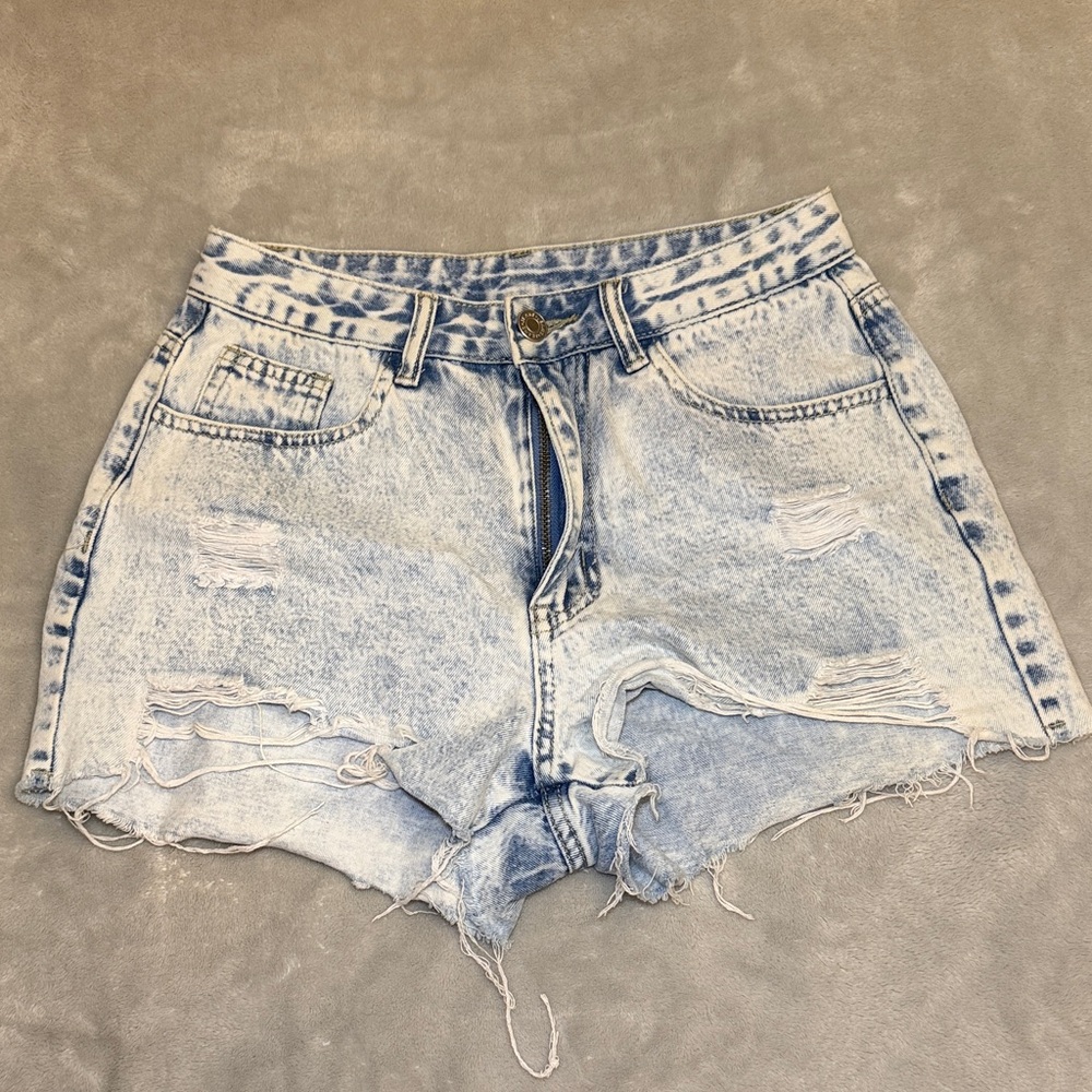 Distressed Mini Jean Shorts
